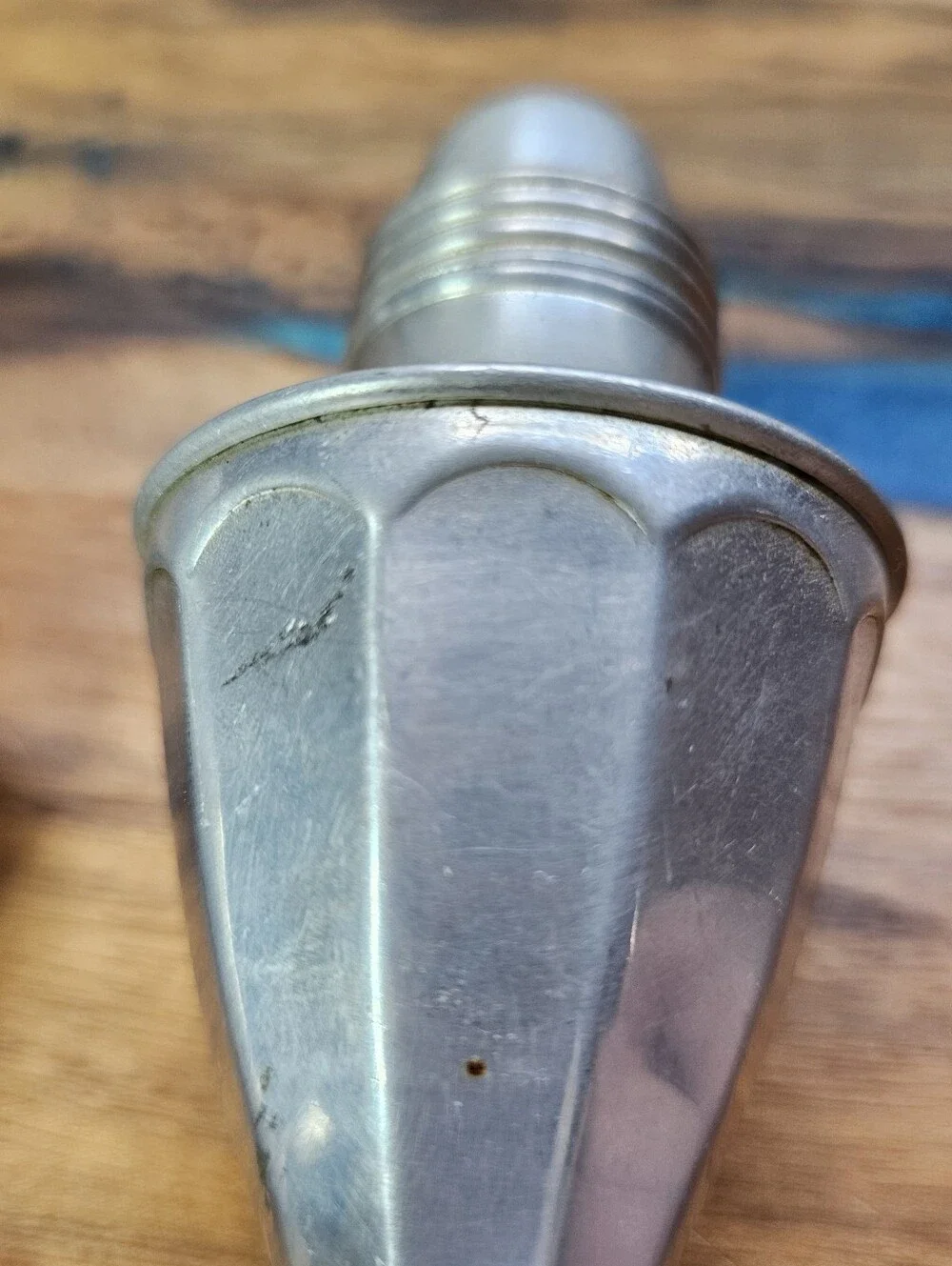 Vintage MCM Aluminium Salt And Pepper Shakers Faceted Art Deco Set